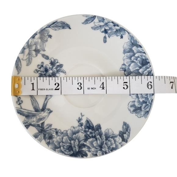 Stokes Vienna Blue Tea Set 4 Teacups & Saucers White Blue Flowers & Birds - Picture 9 of 9